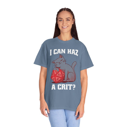 Printify T-Shirt DnD Cat Shirt - I Can Haz a Crit? - Comfort Colors
