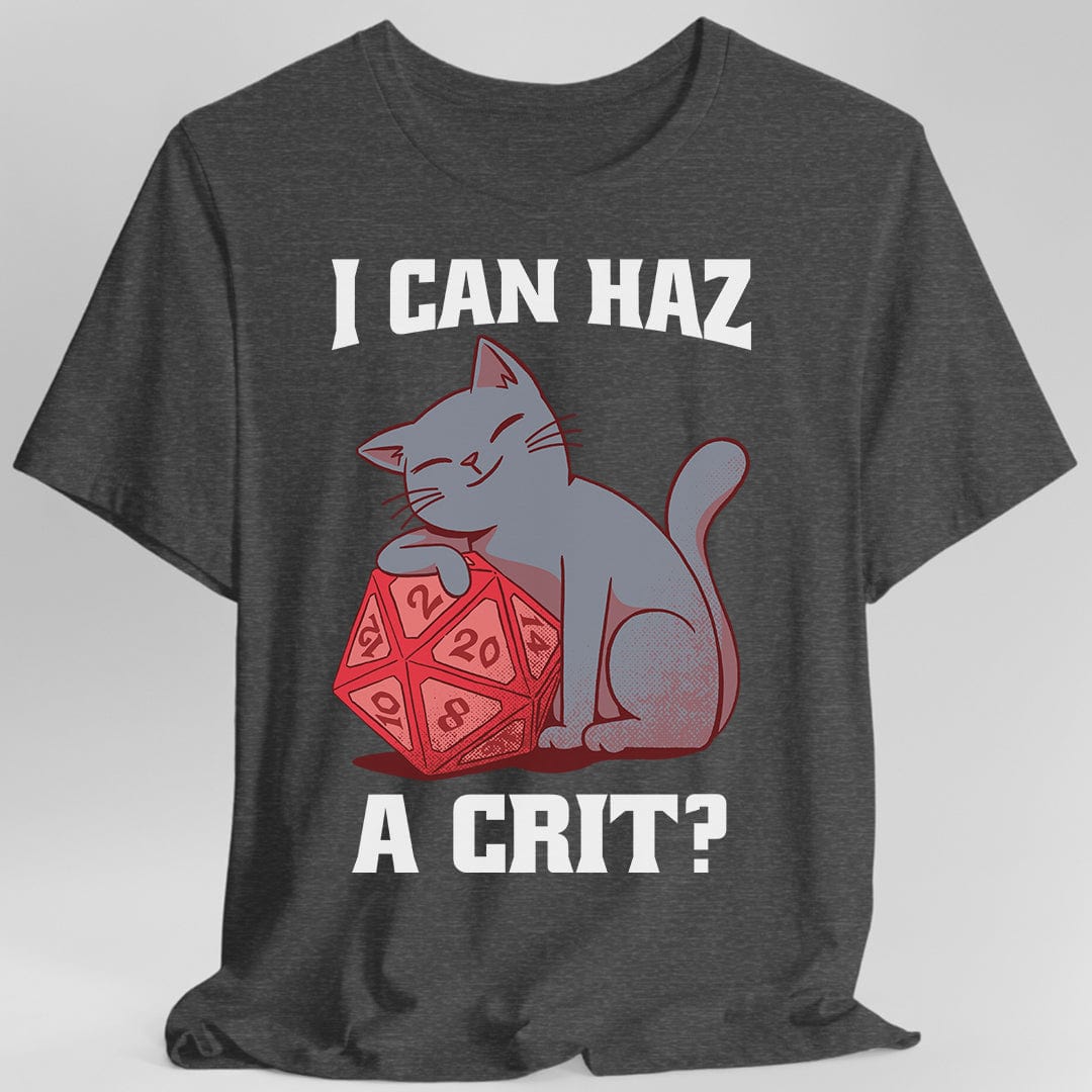 Printify T-Shirt Dark Heather / S DnD Cat Shirt - I can haz a crit?
