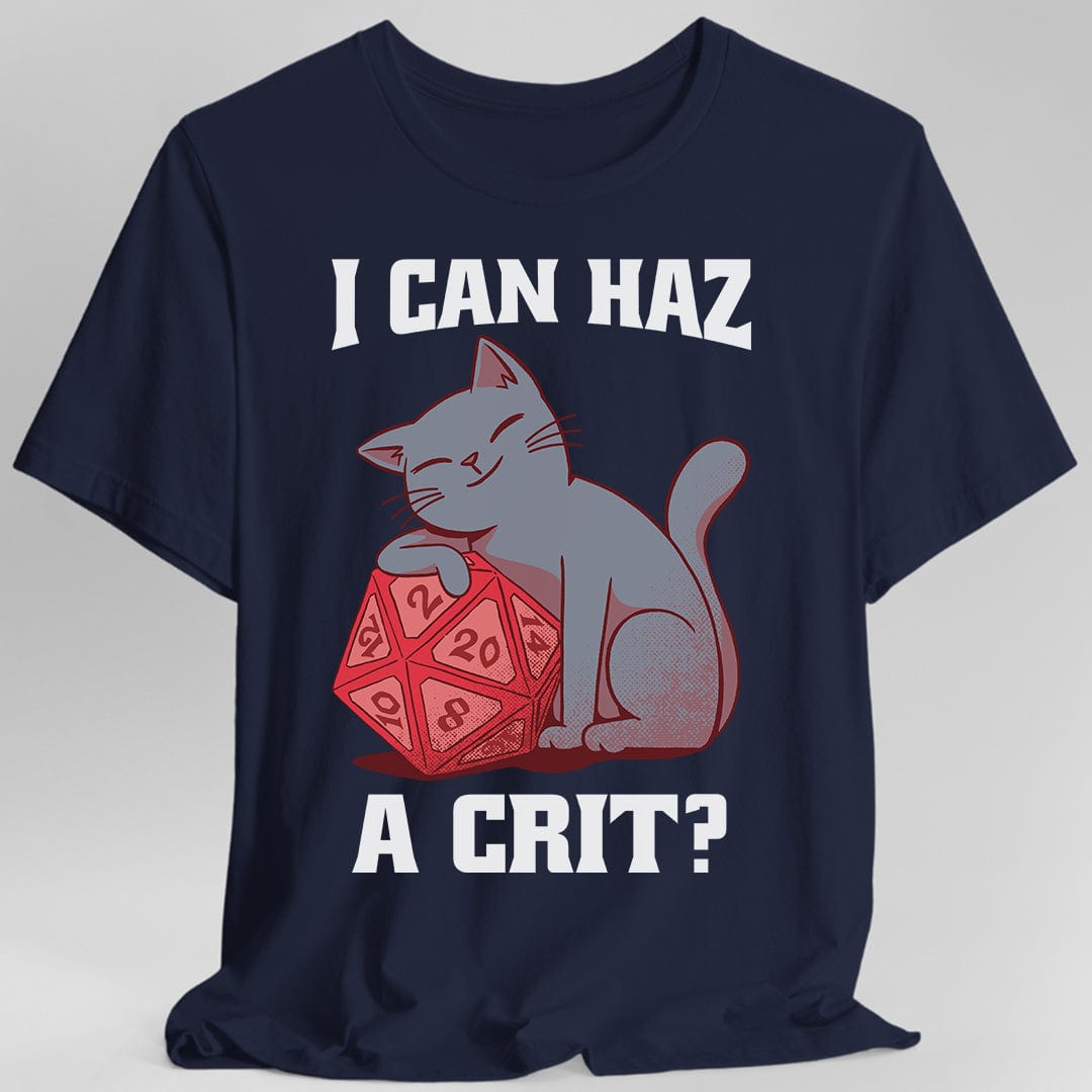 Printify T-Shirt Navy / S DnD Cat Shirt - I can haz a crit?