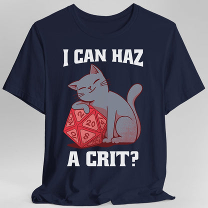 Printify T-Shirt Navy / S DnD Cat Shirt - I can haz a crit?