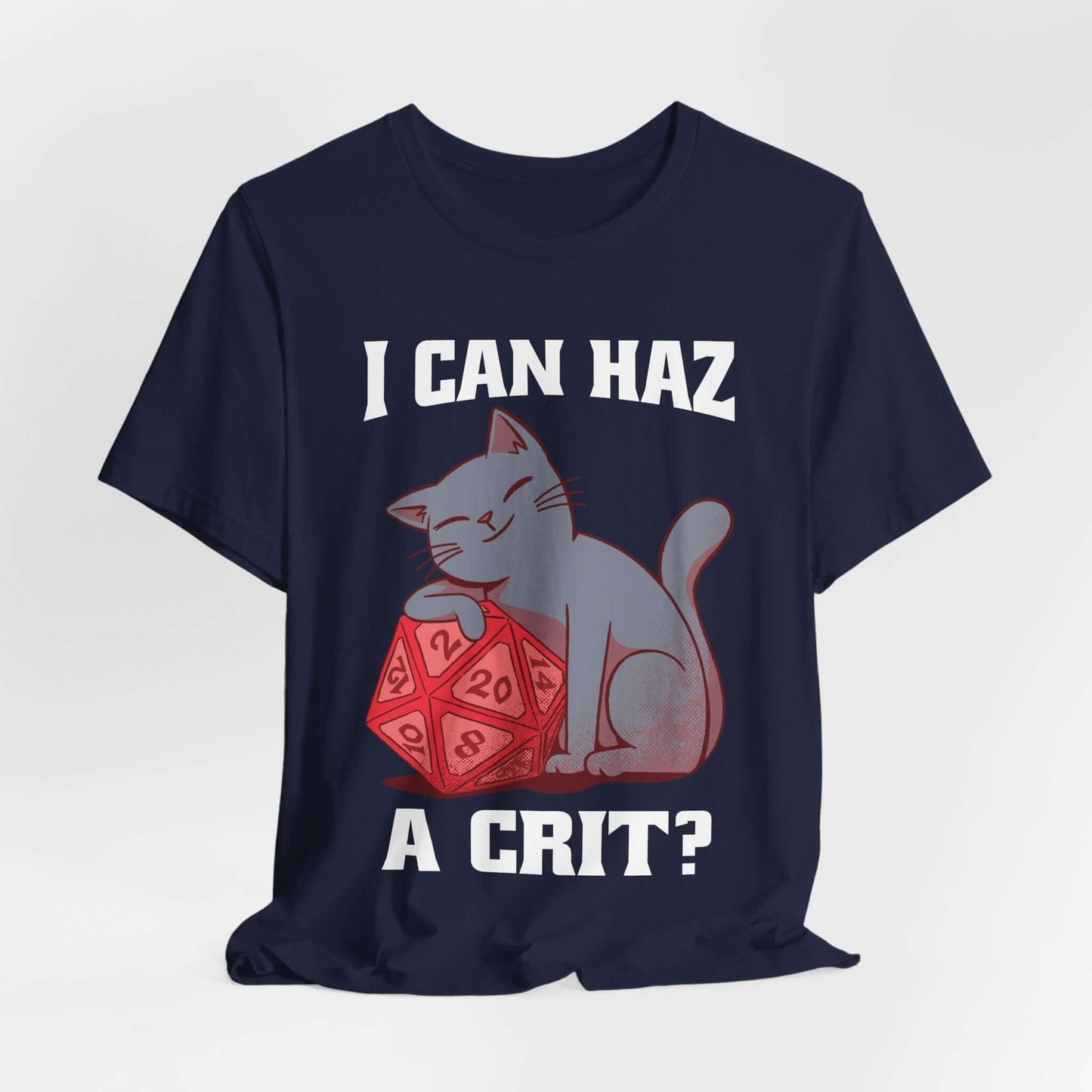 Printify T-Shirt Navy / S DnD Cat Shirt - I can haz a crit?