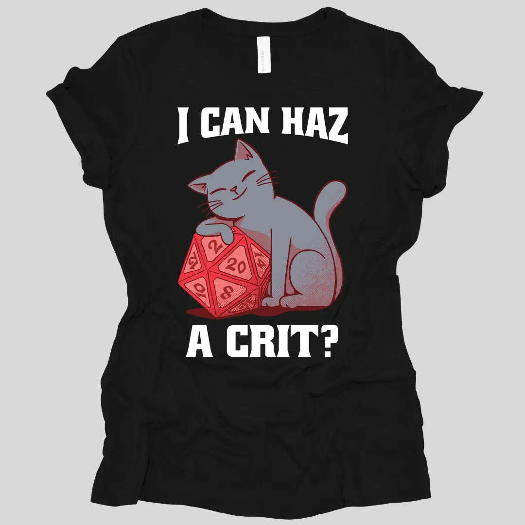 Printify T-Shirt Black / S DnD Cat Women's Shirt - I can haz a crit?