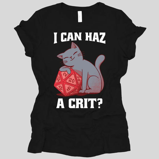 Printify T-Shirt Black / S DnD Cat Women's Shirt - I can haz a crit?