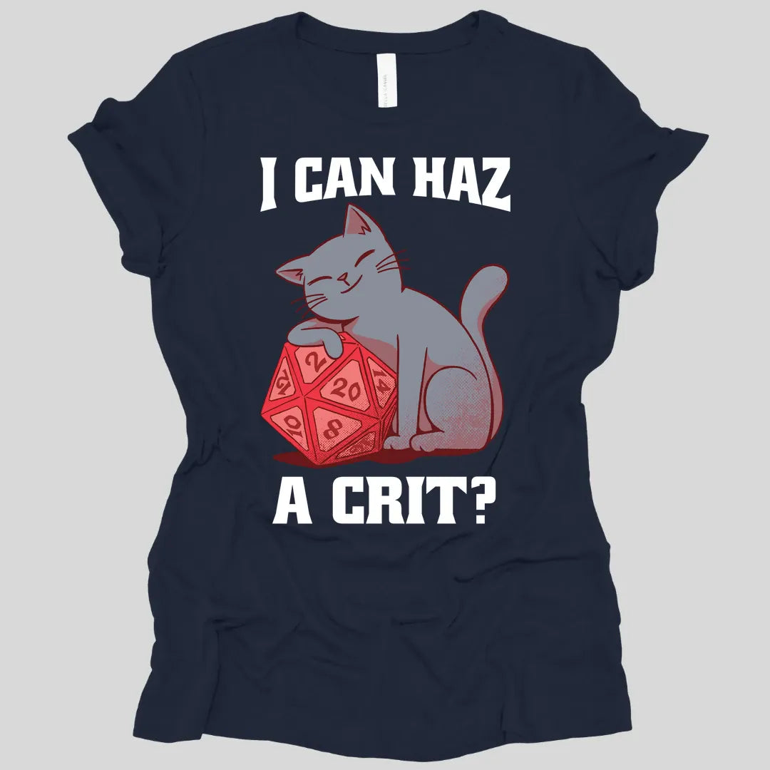 Printify T-Shirt Navy / S DnD Cat Women's Shirt - I can haz a crit?