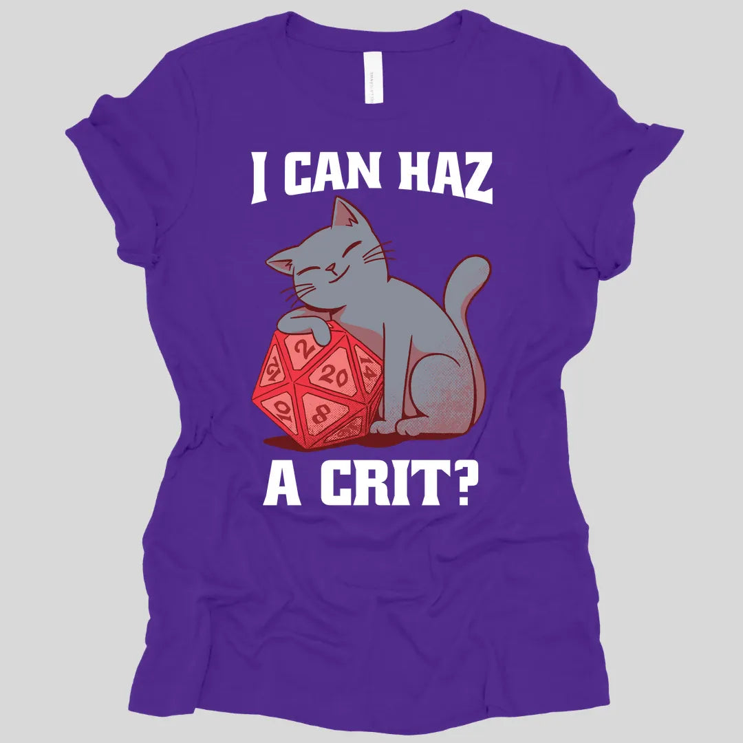 Printify T-Shirt Team Purple / S DnD Cat Women's Shirt - I can haz a crit?