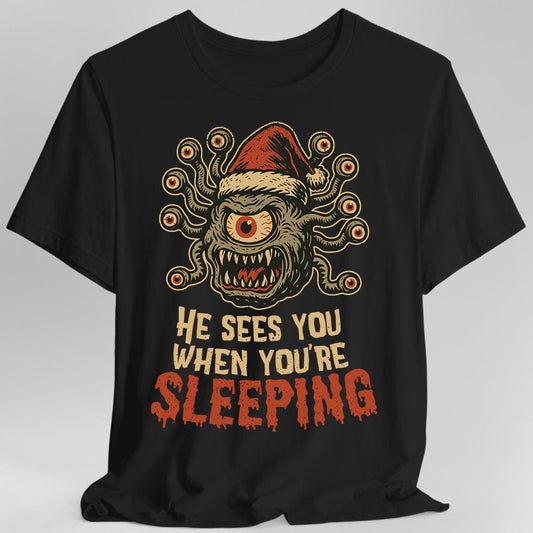 Printify T-Shirt Black / S DnD Christmas  Beholder T-Shirt