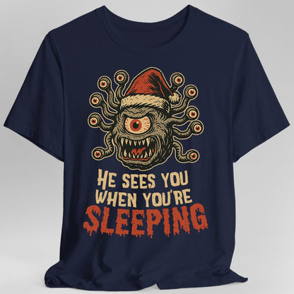 Printify T-Shirt Navy / S DnD Christmas  Beholder T-Shirt