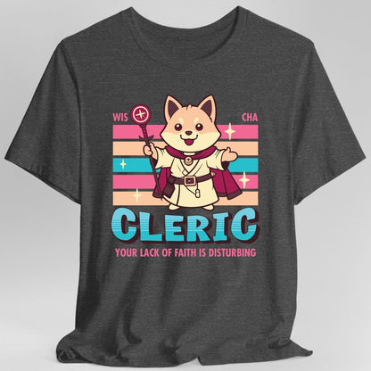 Printify T-Shirt Dark Heather / S DnD Cleric Shirt - D&D Kawaii Class T-shirt