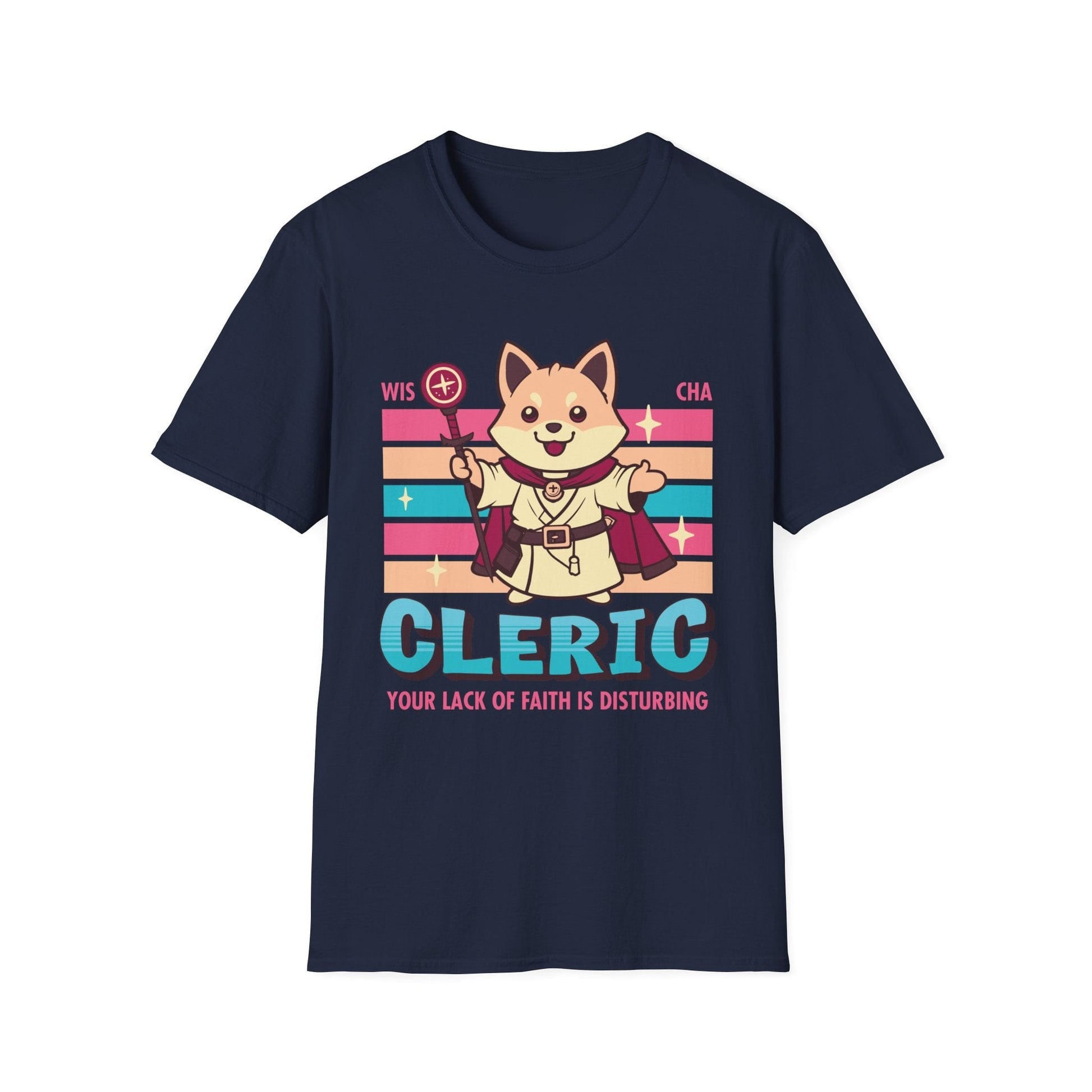 Printify T-Shirt Navy / S DnD Cleric Shirt - D&D Kawaii Class T-shirt