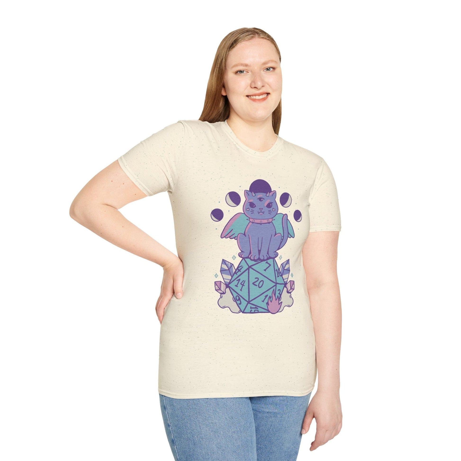 Printify T-Shirt DnD Cute Cat D20 T-shirt