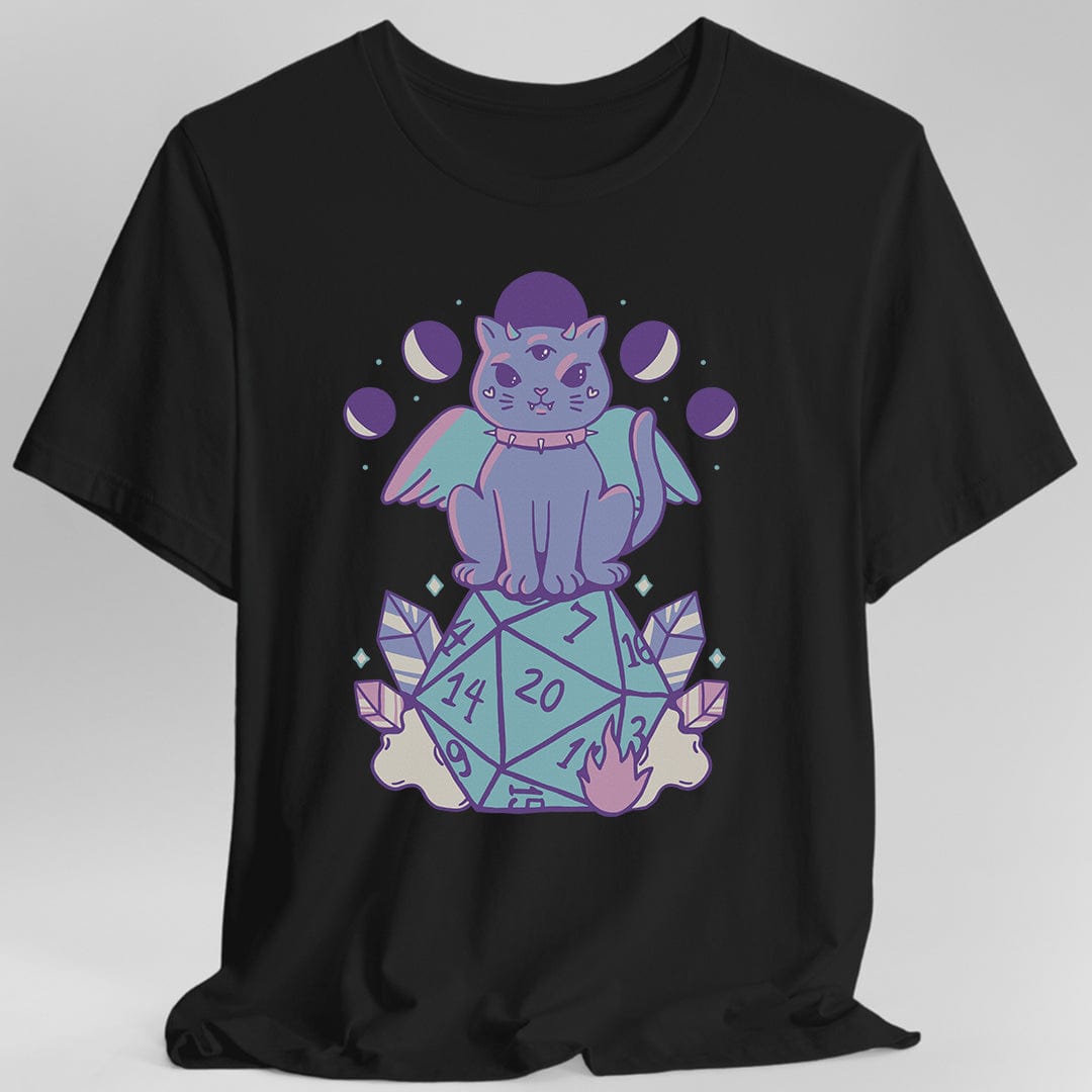 Printify T-Shirt Black / S DnD Cute Cat D20 T-shirt