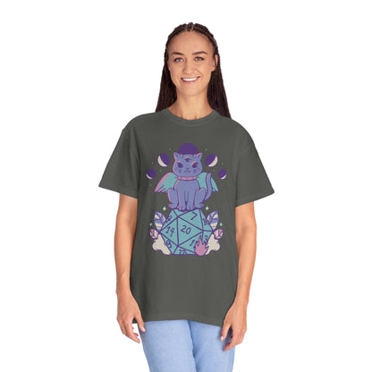 Printify T-Shirt DnD Cute Cat D20 T-shirt - Comfort Colors