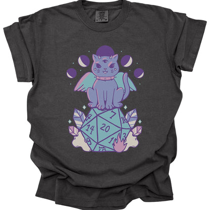 Printify T-Shirt Pepper / S DnD Cute Cat D20 T-shirt - Comfort Colors