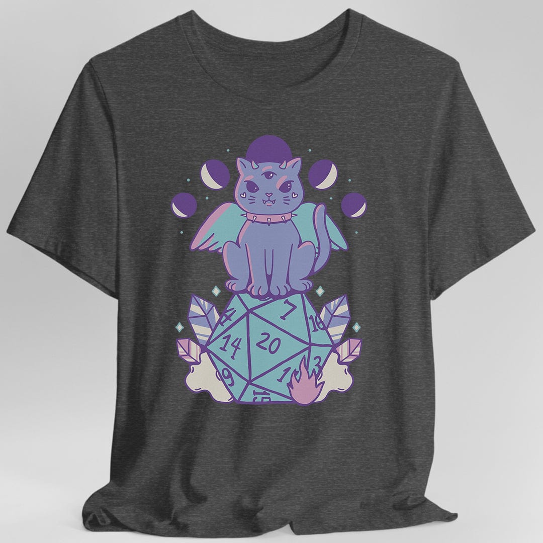 Printify T-Shirt Dark Heather / S DnD Cute Cat D20 T-shirt