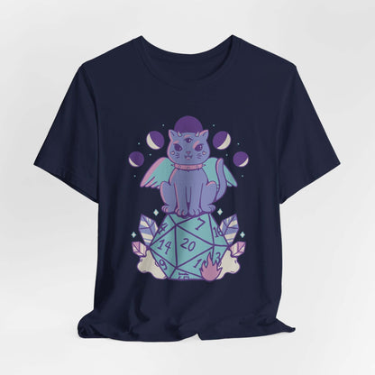 Printify T-Shirt Navy / S DnD Cute Cat D20 T-shirt