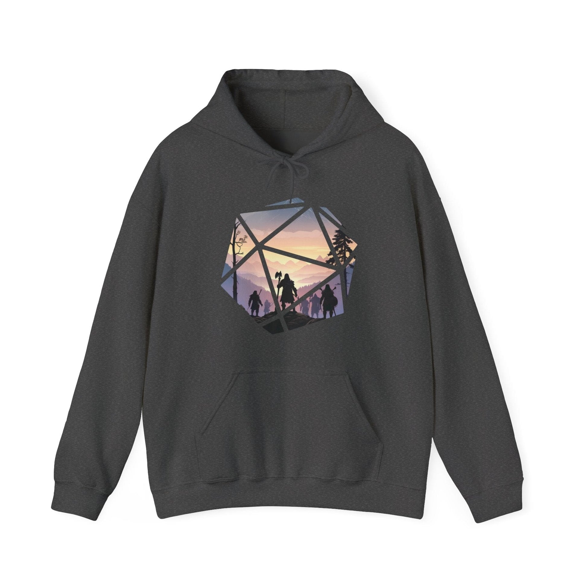 Printify Hoodie Dark Heather / S DnD D20 Landscape Hoodie