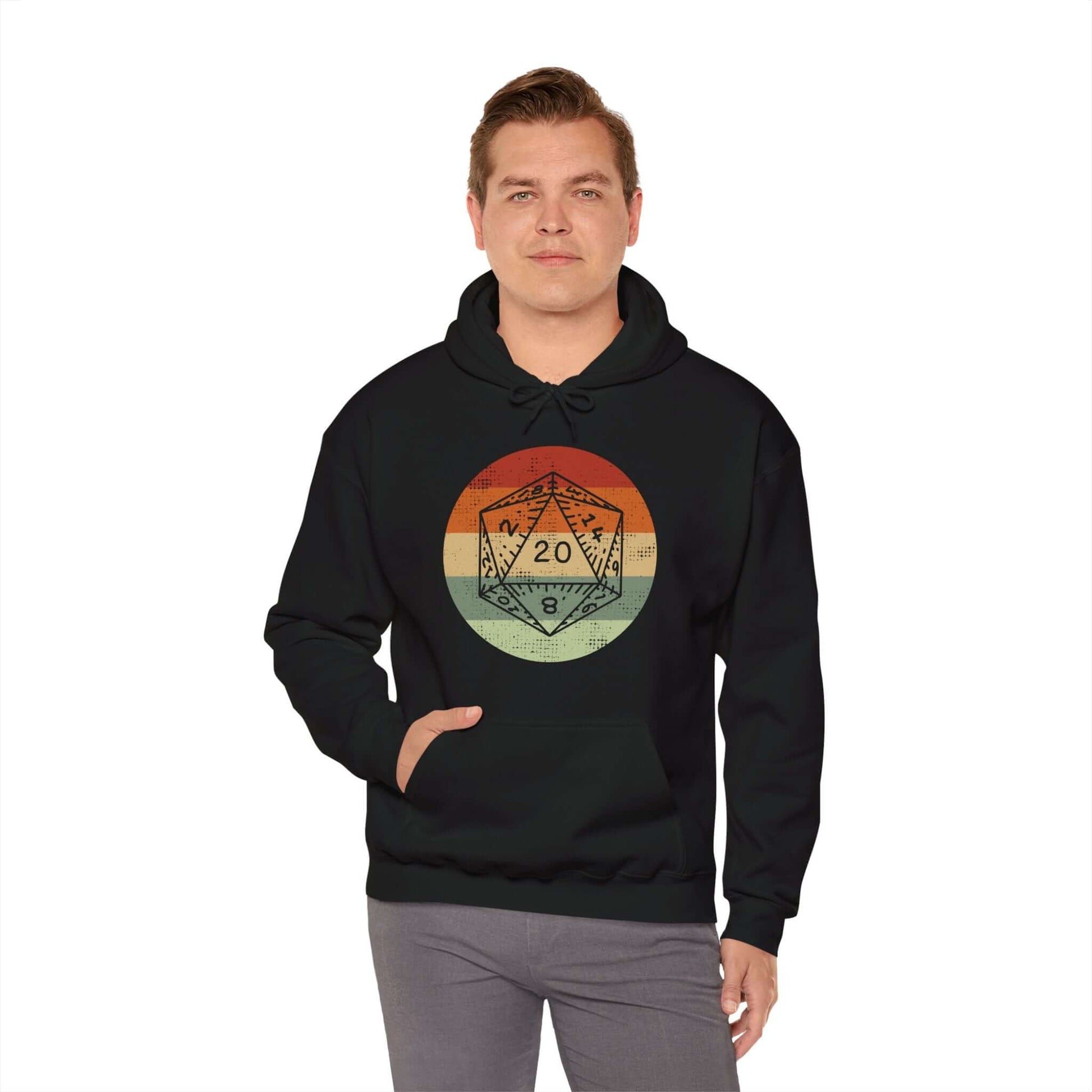 Printify Hoodie DnD D20 Retro Sunset Hoodie