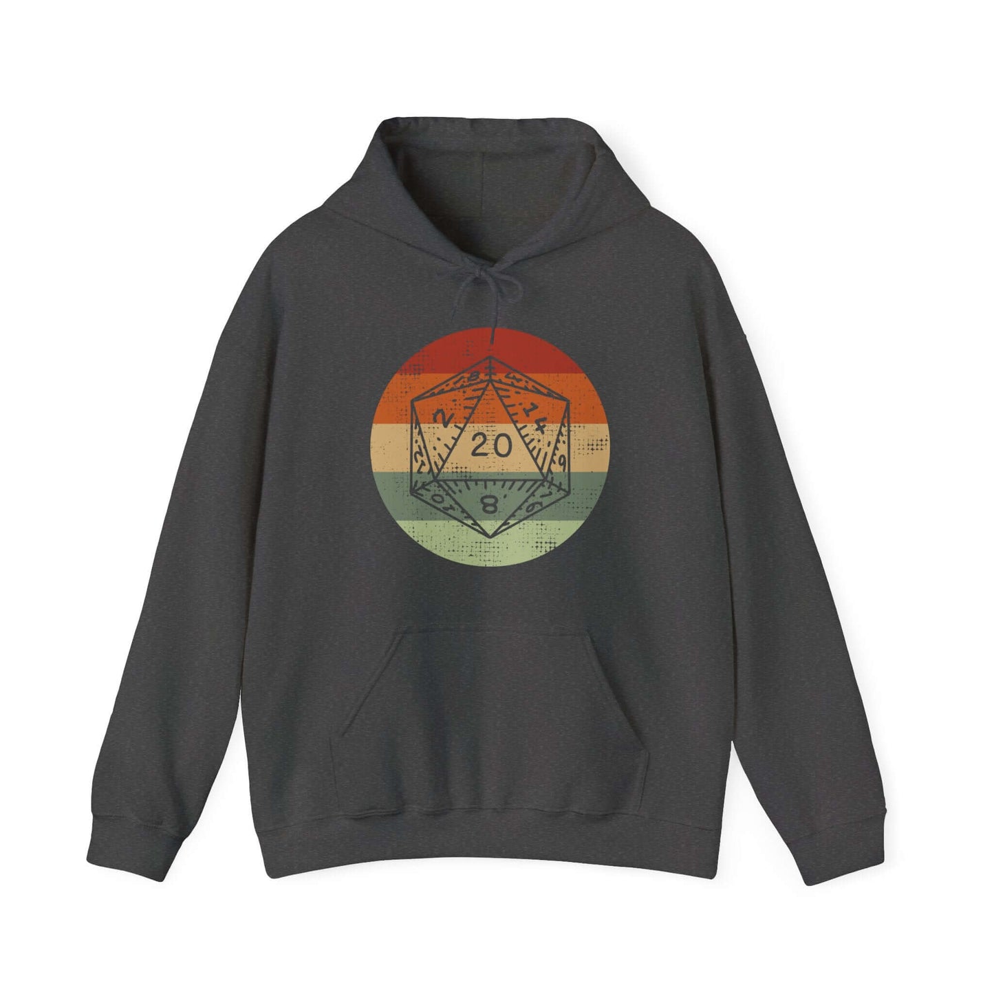 Printify Hoodie Dark Heather / S DnD D20 Retro Sunset Hoodie