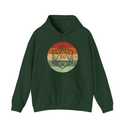 Printify Hoodie Forest Green / S DnD D20 Retro Sunset Hoodie