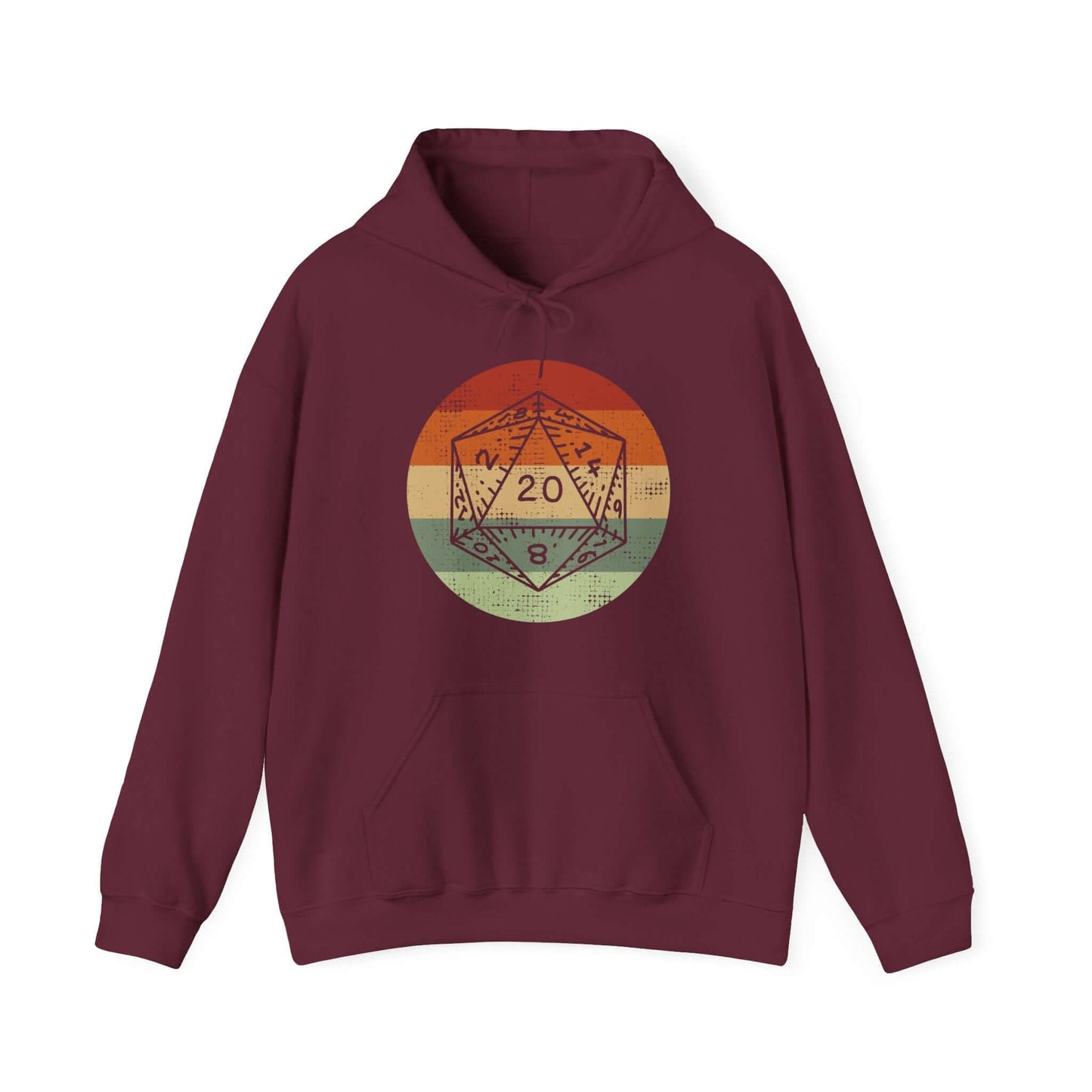 Printify Hoodie Maroon / S DnD D20 Retro Sunset Hoodie