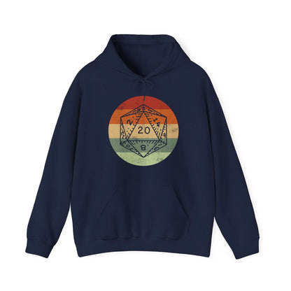 Printify Hoodie Navy / S DnD D20 Retro Sunset Hoodie