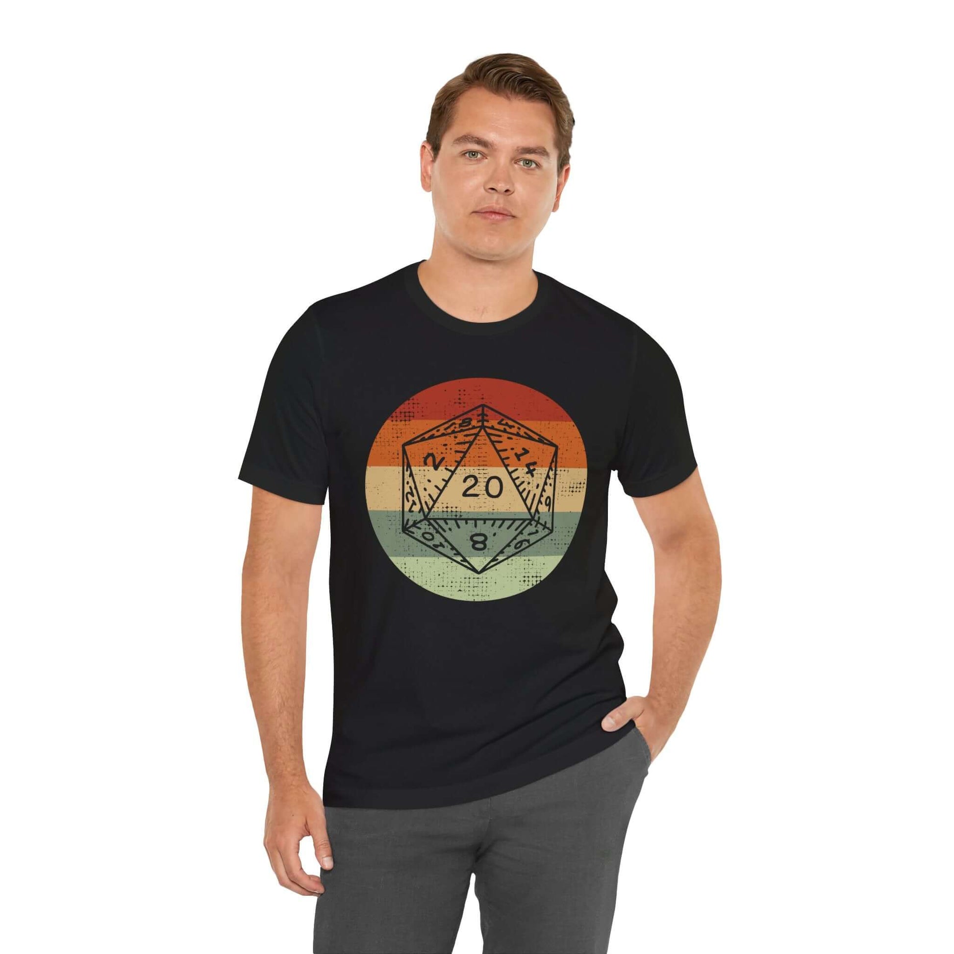 Printify T-Shirt DnD D20 Shirt | Retro Sunset