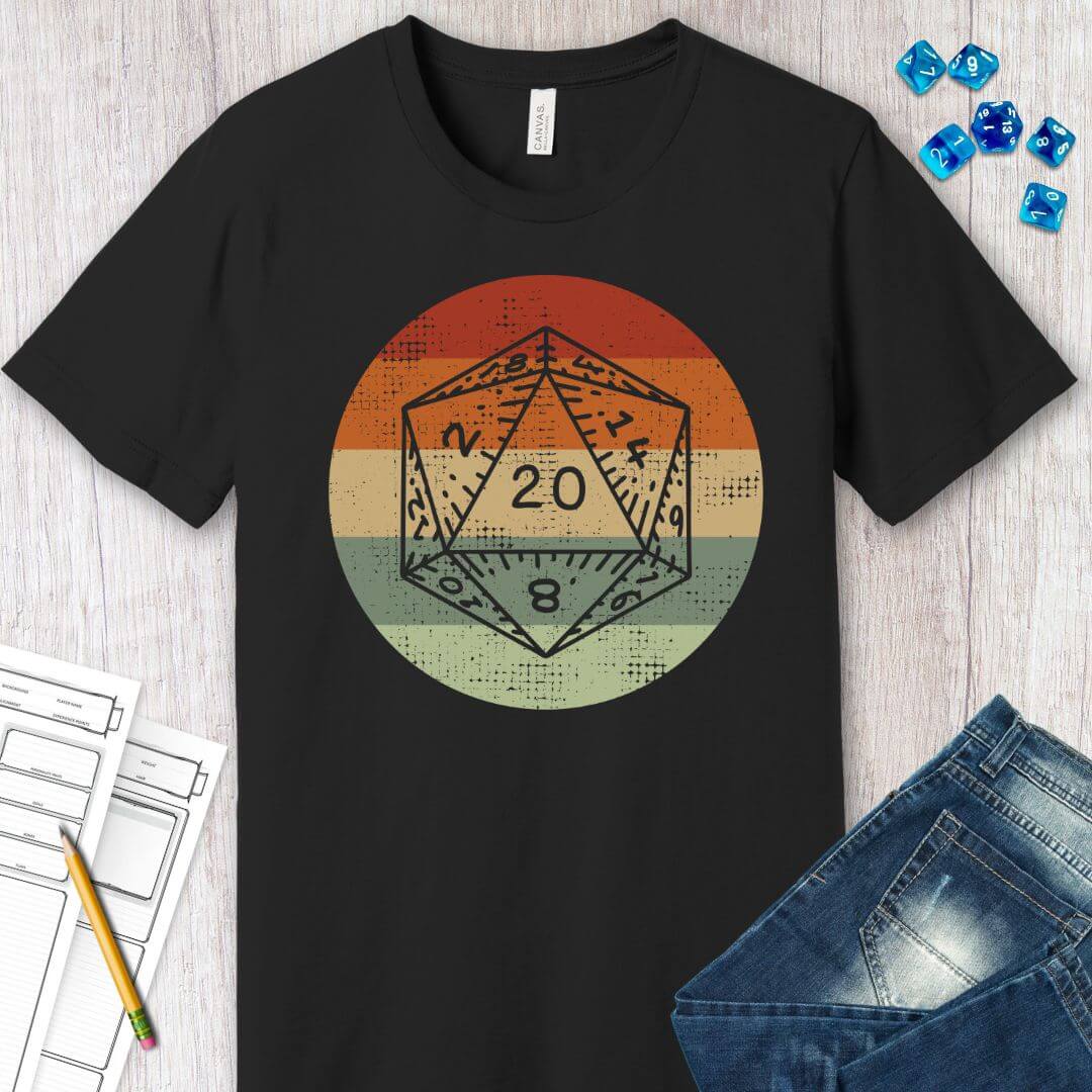 Printify T-Shirt DnD D20 Shirt | Retro Sunset