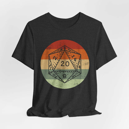 Printify T-Shirt Dark Grey Heather / S DnD D20 Shirt | Retro Sunset