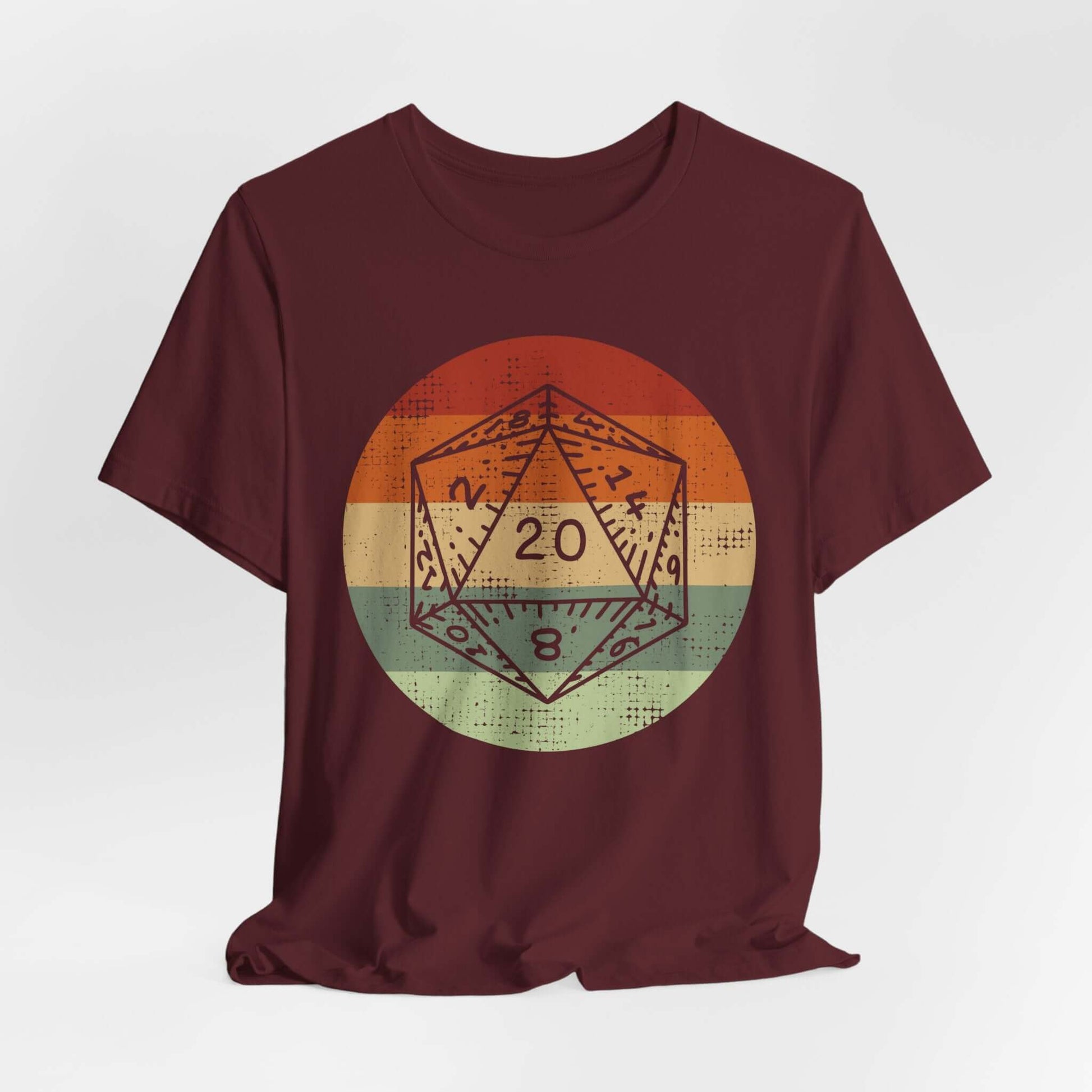 Printify T-Shirt Maroon / S DnD D20 Shirt | Retro Sunset