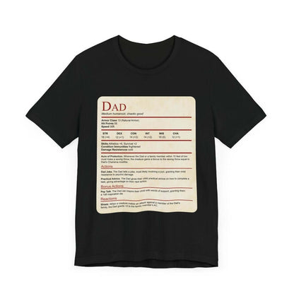 Printify T-Shirt Black / XS DnD Dad Shirt With Stat Block