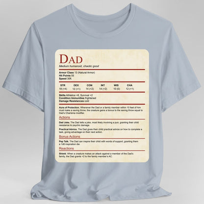Printify T-Shirt Light Blue / S DnD Dad Shirt With Stat Block
