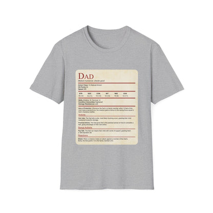 Printify T-Shirt Heather Grey / XS DnD Dad Shirt With Stat Block (new)