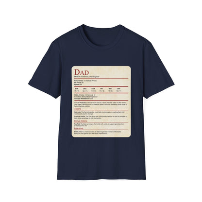 Printify T-Shirt Navy / XS DnD Dad Shirt With Stat Block (new)