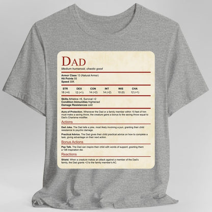 Printify T-Shirt Sport Grey / S DnD Dad Shirt With Stat Block
