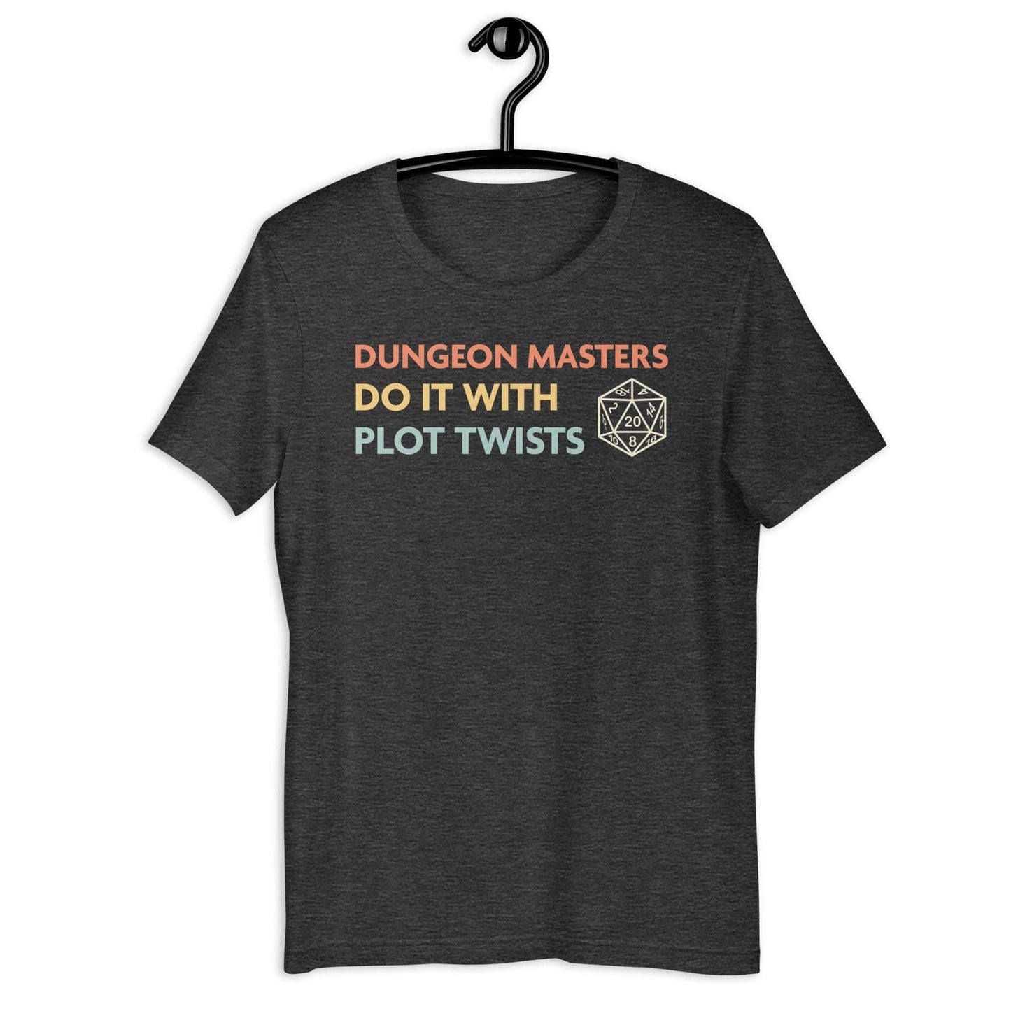 Printify T-Shirt Dark Grey Heather / S DnD Dungeon Masters Do It With Plot Twists Shirt