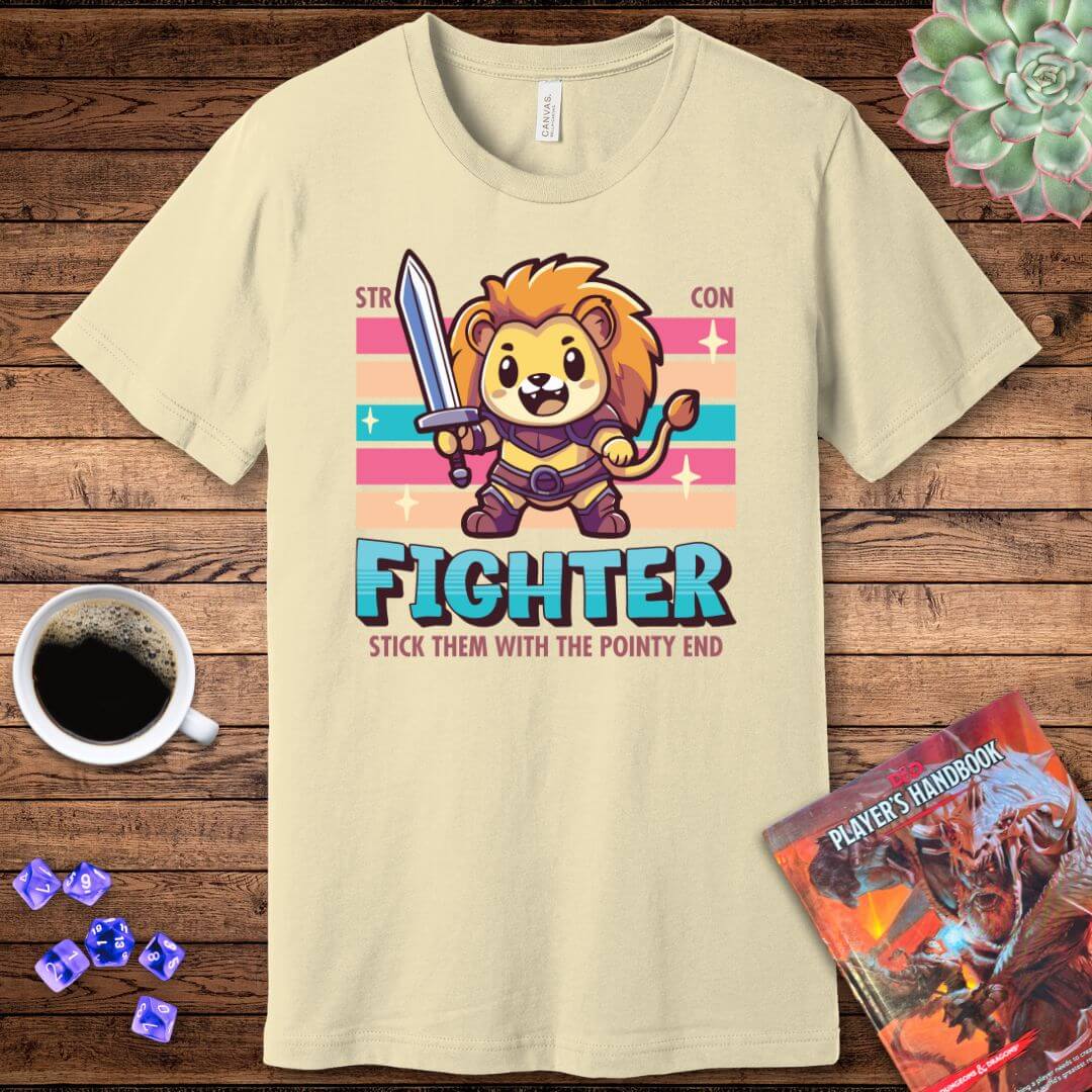 Printify T-Shirt DnD Fighter Shirt - D&D Kawaii Class T-shirt