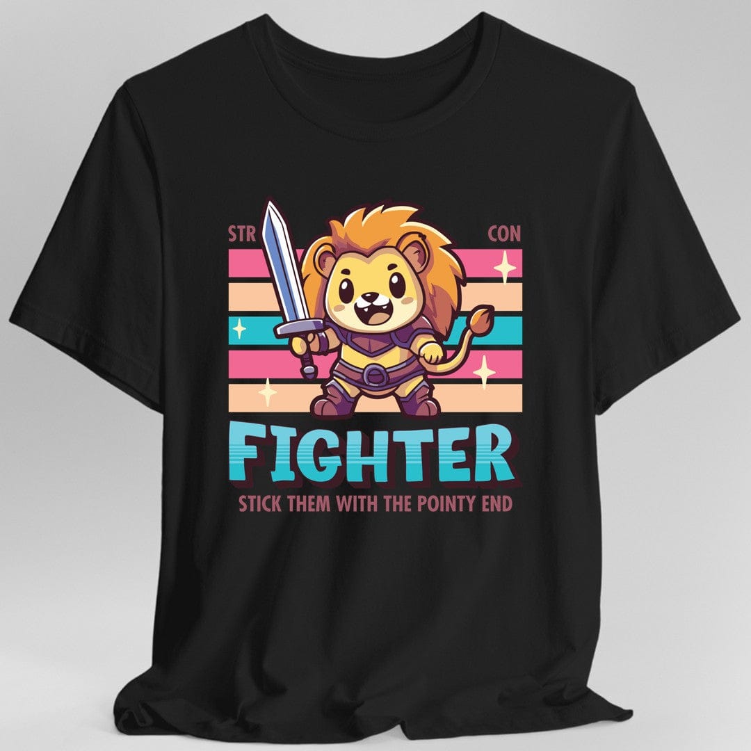 Printify T-Shirt Black / S DnD Fighter Shirt - D&D Kawaii Class T-shirt