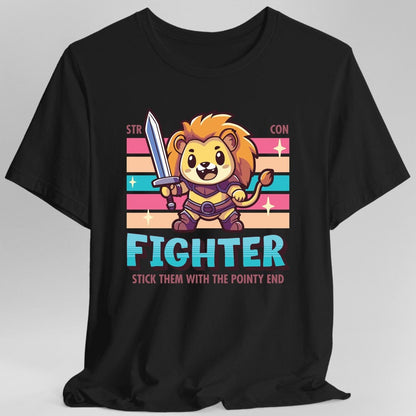Printify T-Shirt Black / S DnD Fighter Shirt - D&D Kawaii Class T-shirt