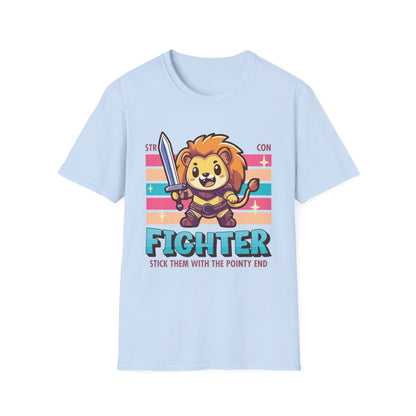 Printify T-Shirt Light Blue / S DnD Fighter Shirt - D&D Kawaii Class T-shirt