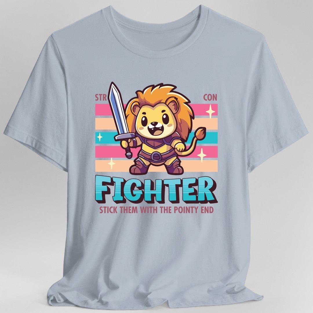 Printify T-Shirt Light Blue / S DnD Fighter Shirt - D&D Kawaii Class T-shirt