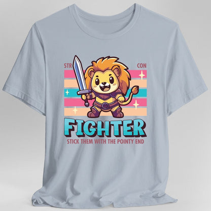 Printify T-Shirt Light Blue / S DnD Fighter Shirt - D&D Kawaii Class T-shirt