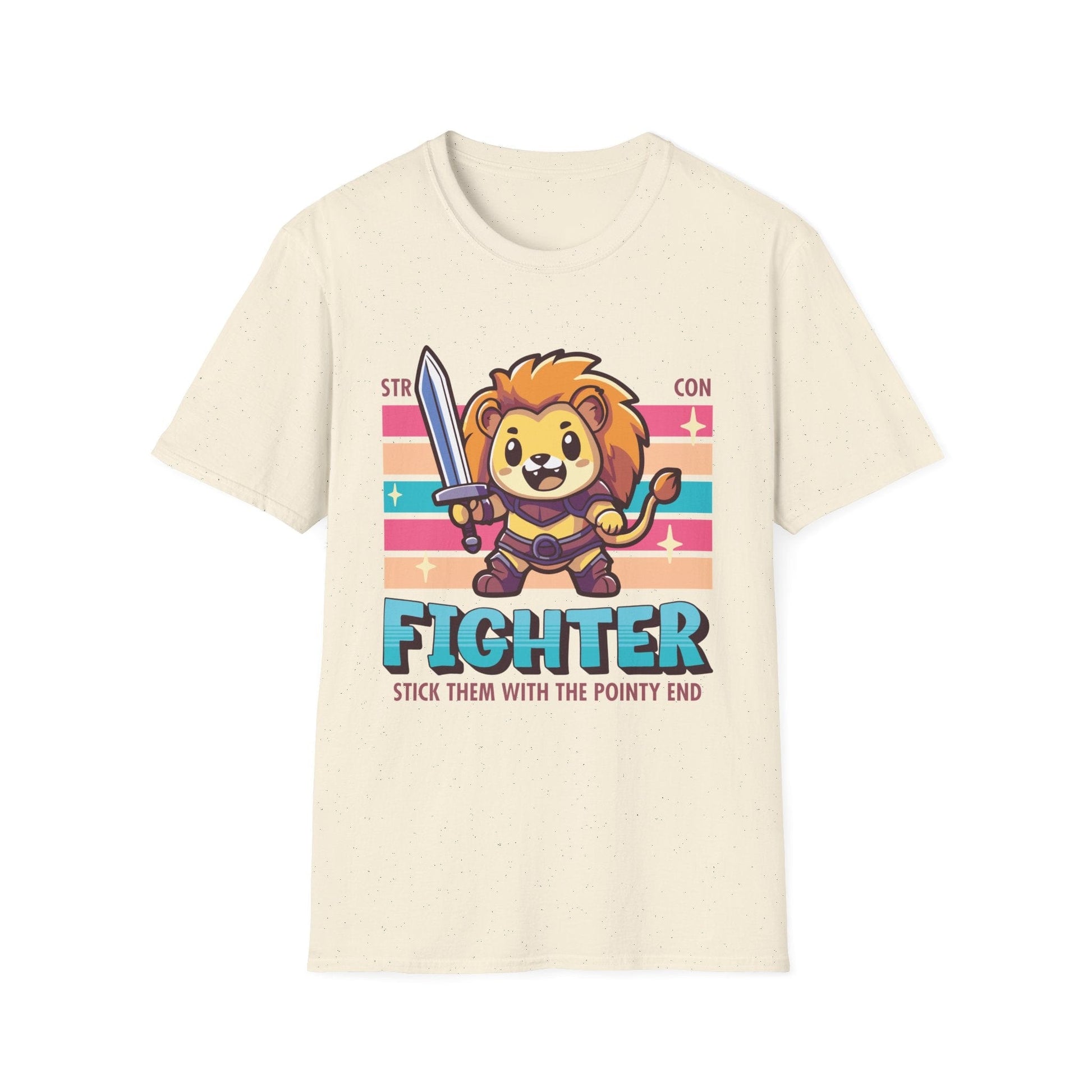 Printify T-Shirt Natural / S DnD Fighter Shirt - D&D Kawaii Class T-shirt