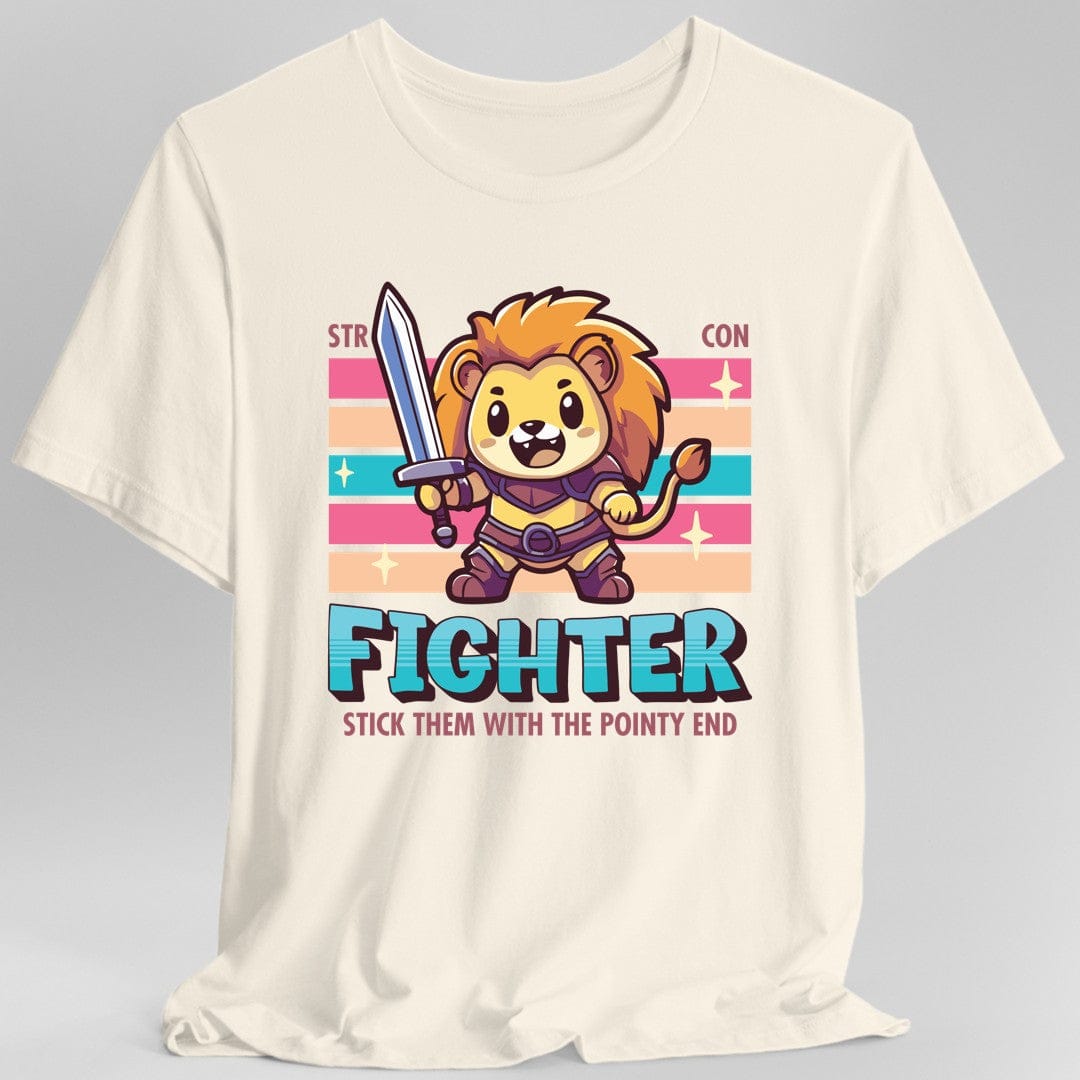 Printify T-Shirt Natural / S DnD Fighter Shirt - D&D Kawaii Class T-shirt