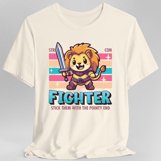 Printify T-Shirt Natural / S DnD Fighter Shirt - D&D Kawaii Class T-shirt