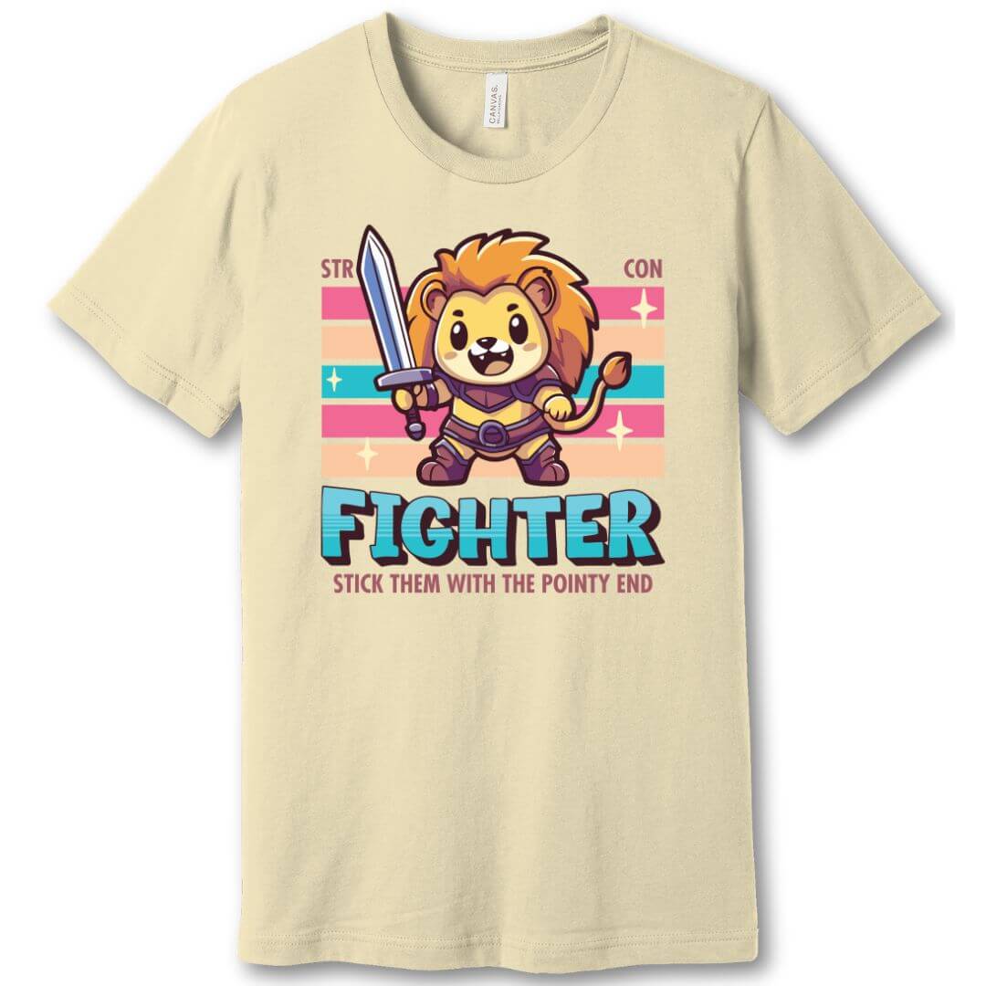 Printify T-Shirt Natural / S DnD Fighter Shirt - D&D Kawaii Class T-shirt