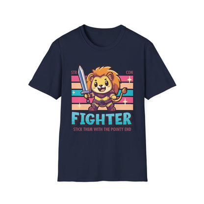 Printify T-Shirt Navy / S DnD Fighter Shirt - D&D Kawaii Class T-shirt