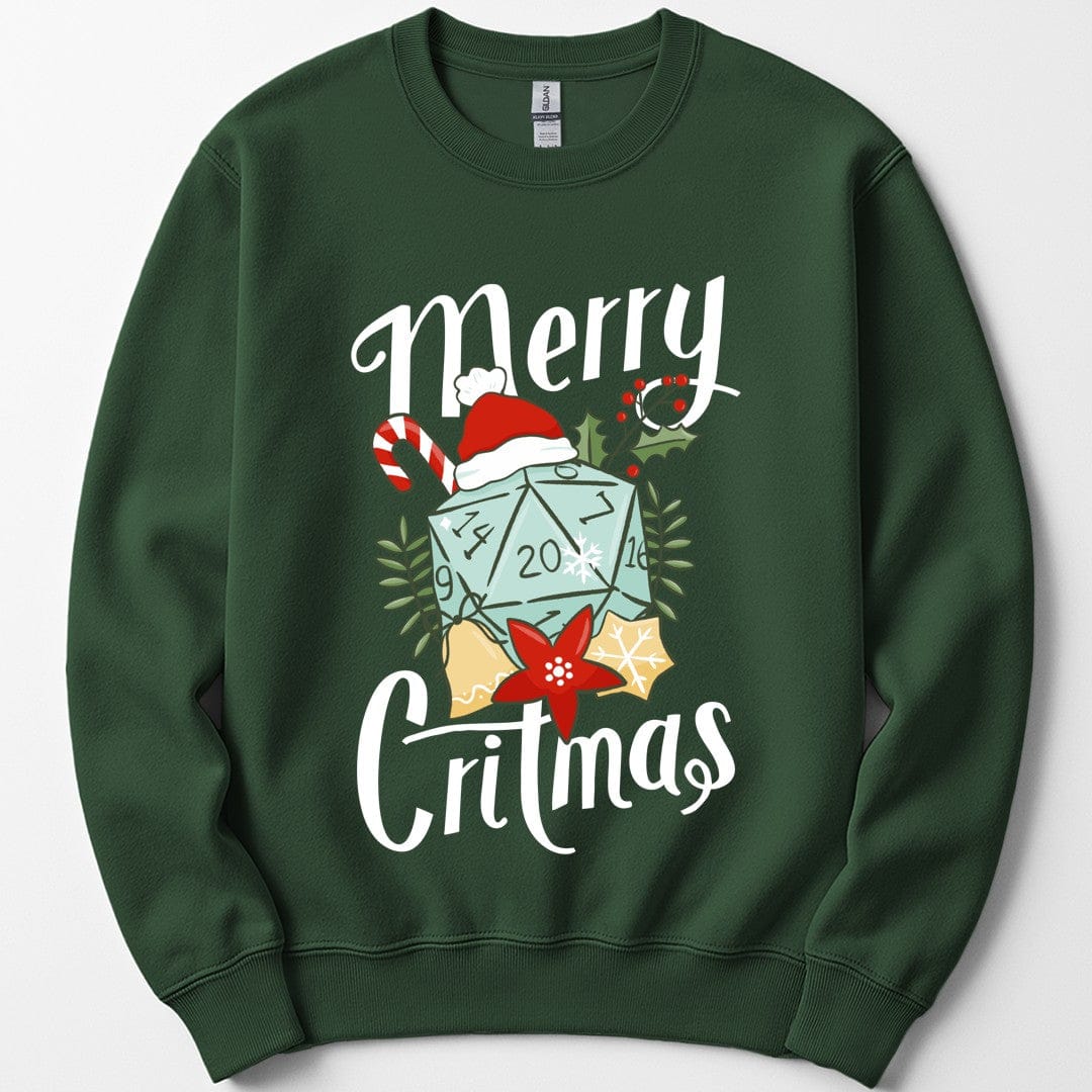Printify Sweatshirt Forest Green / S DnD Merry Critmas Sweatshirt