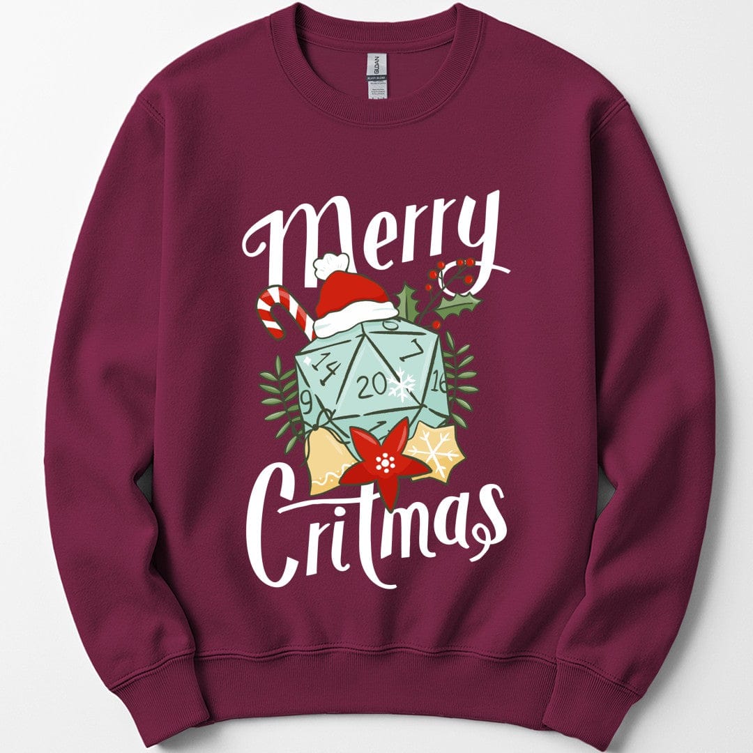 Printify Sweatshirt Maroon / S DnD Merry Critmas Sweatshirt