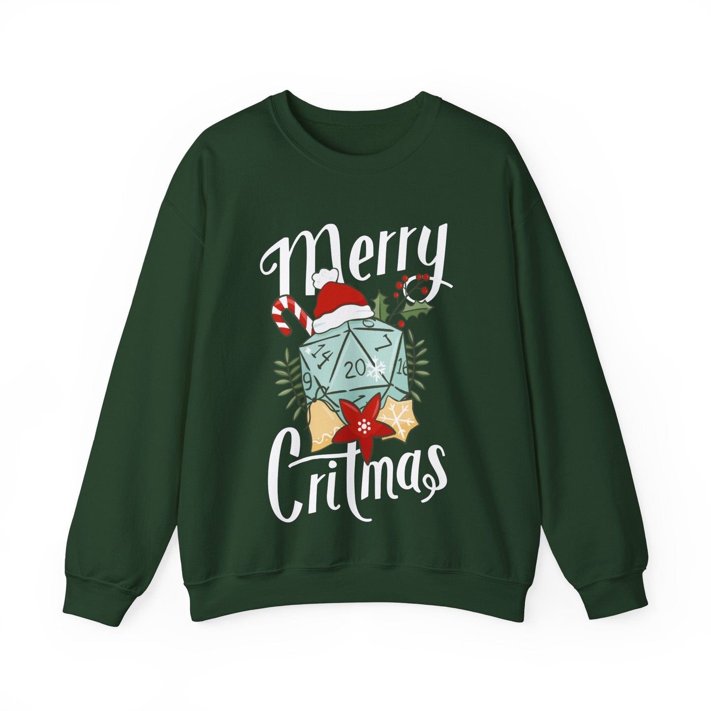 Printify Sweatshirt S / Forest Green DnD Merry Critmas Sweatshirt