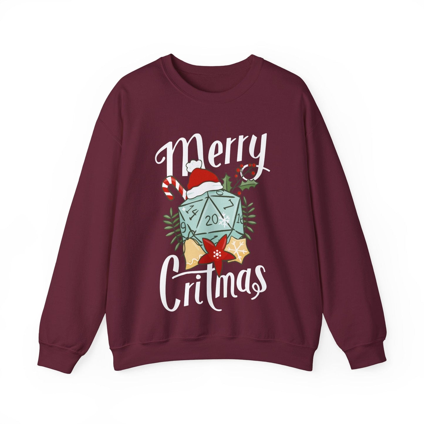 Printify Sweatshirt S / Maroon DnD Merry Critmas Sweatshirt